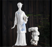 梅兰竹菊-菊香德化白瓷古典仕女美女太湖石手绘人物雕塑家居工艺品